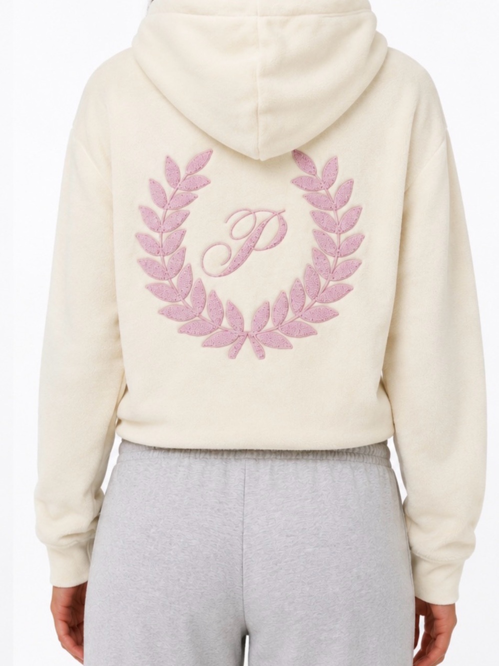 PINK Victoria’s Secret Cream Fleece Hoodie — Size Medium